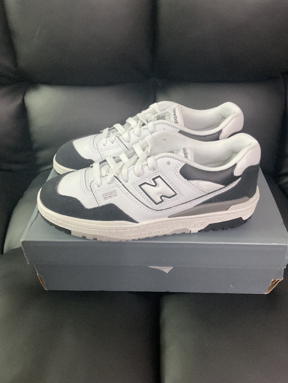 New Balance 550 White Black Rain Cloud Kids Size 7Y Women's 8.5 GSB550CA New NIB